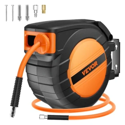 Image de VEVOR Enrouleur Tuyau à Air Hybride Fermé Rétractable 9,53 mm x 15,24 m​ 300 PSI