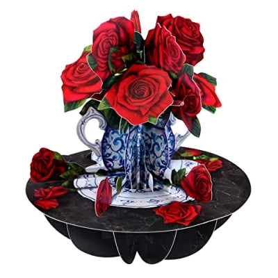 Afbeelding van SANTORO Pirouette 3D pop up wenskaart Rozen Voor haar mama, verjaardag, Moederdag, Valentijnsdag