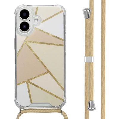 Afbeelding van imoshion Hoesje Geschikt voor iPhone 16 Design met Koord Beige Graphic