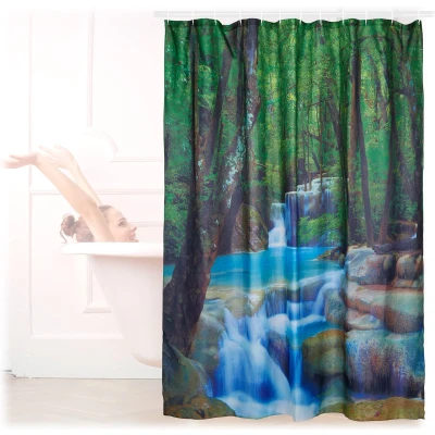 Afbeelding van Relaxdays Douchegordijn Waterval 200x180cm Bad Gordijn Anti schimmel Fotoprint
