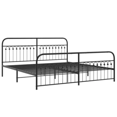 Afbeelding van vidaXL Bedframe met hoofd en voeteneinde metaal zwart 200x200 cm