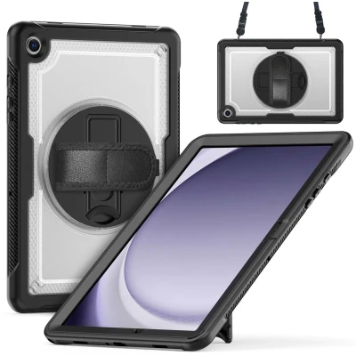 Afbeelding van Accezz Tablet Hoes Geschikt voor Samsung Galaxy Tab A9 Plus Rugged Backcover Shoulder Strap Transparent
