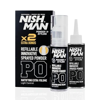 Image de NISHMAN Poudre Coiffante P0 Sprayed Powder 20g + Refill Boost Maximal de Volume et Texture Parfaite pour Fixation Flexible Finition Mate