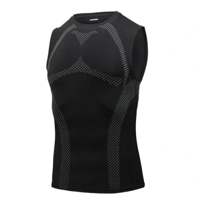 Afbeelding van AMZSPORT Compressiehemd voor heren, mouwloos, sneldrogend, gymnastiekvest, basislaag van het hardloopshirt, 111013 Zwart