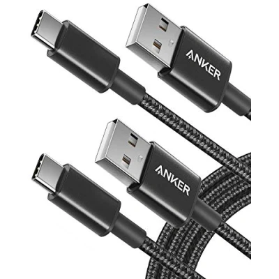 Afbeelding van Anker Premium 180 cm lang dubbel gevlochten nylon USB C naar A kabel (2 pack), voor Samsung Galaxy S9 / S9+ S8 S8+ Note 8, LG V20 G5 G6 en veel meer(zwart)