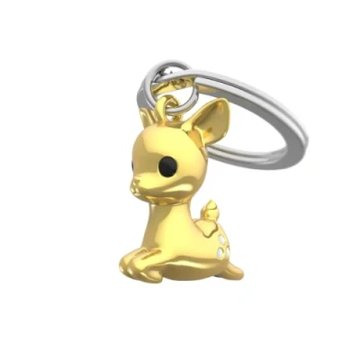 Image de Metalmorphose Porte clés alliage de zinc taille : 3,5 x 2,9 3.7 cm cerf fallow or rose brillant