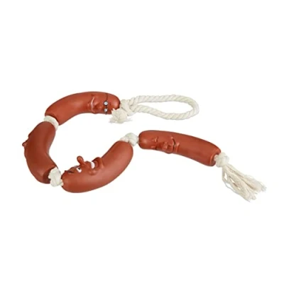 Afbeelding van relaxdays 4x hondenspeelgoed worstjes + touw kauwspeelgoed honden sterk
