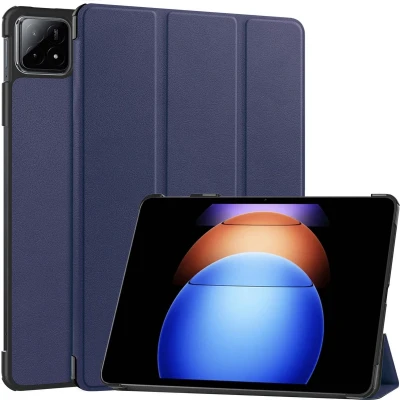 Afbeelding van iMoshion Tablet Hoes Geschikt voor Xiaomi Pad 6S Pro 12.4 Trifold Bookcase Donkerblauw