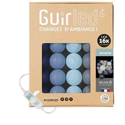 Afbeelding van GuirLED Lichtketting met bolletjes van katoen, USB, 2 uur nachtlampje voor baby&#039;s, incl. A dubbele USB adapter, 3 intensiteiten, 16 bolletjes, 1,6 m, Byzantin