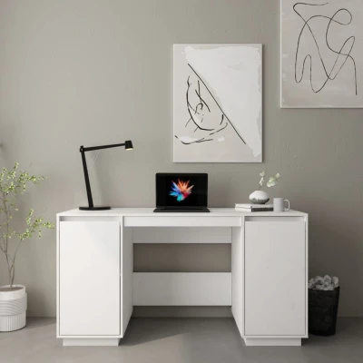 Afbeelding van Bureau 140x50x75 cm massief grenenhout wit