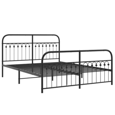 Afbeelding van vidaXL Bedframe met hoofd en voeteneinde metaal zwart 150x200 cm