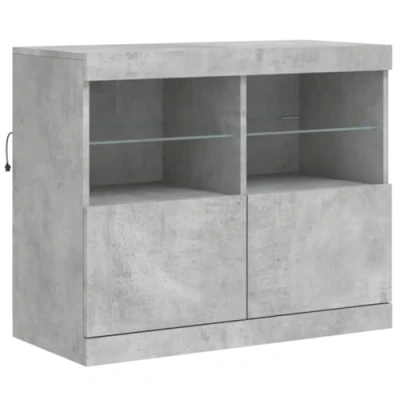 Image de vidaXL Buffet avec lumières LED gris béton 81x37x67 cm836661