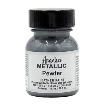 Afbeelding van Angelus Leather Acrylic Paint textielverf voor leren stoffen acrylbasis Metallic Donker Chrome 29,5ml