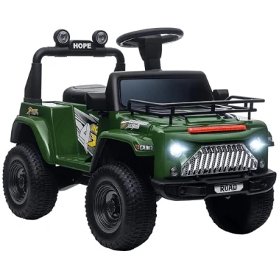 Afbeelding van HOMCOM Quad Buggy Elektrische auto voor kinderen, 4 x 4, 6 V, met koffersnelheid, 3 km/u, koplampen, claxon, muziek, 5 jaar, groen