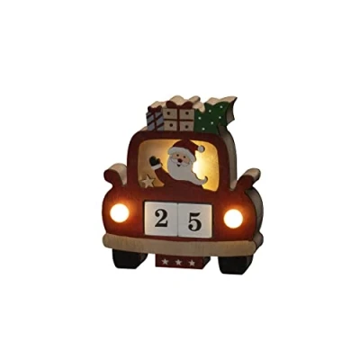 Afbeelding van Konstsmide 3272 550 led figuur van hout met rode datumdobbelstenen, 6H timer, 3 warmwitte diodes, werkt op batterijen, 2 x AAA 1,5 V batterijen (niet inbegrepen)