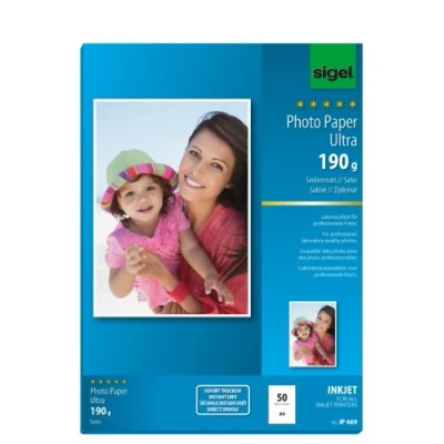 Afbeelding van inkjet Ultra fotopapier A4 190gram zijdemat 50 vel