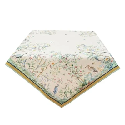 Afbeelding van Clayre &amp; Eef Tafelkleed 130x180 cm Beige Groen Katoen Rechthoek Tropisch motief Tafellaken