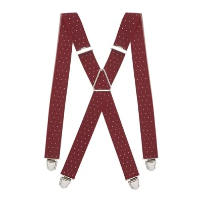 Afbeelding van Pierrot Brede premium vintage bretels voor heren, gemaakt in Frankrijk, versterkt elastiek en 4 extra sterke X clips, maat verstelbaar tot 130 cm, handgemaakt, Bordeaux stippen
