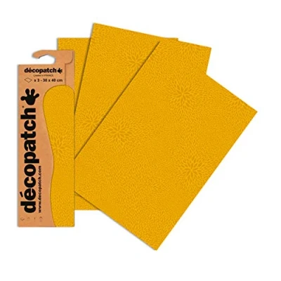 Afbeelding van Décopatch C654O 3 vellen bedrukt papier, 30 x 40 cm, effen mosterd