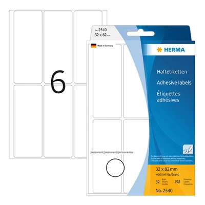Image de HERMA étiquettes multi usage, 32 x 82mm, blanc, grand paquet contenu: 192 pièces 2540