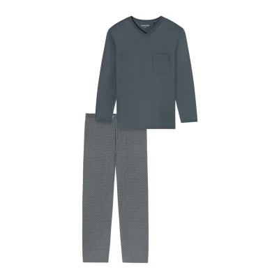 Afbeelding van Schiesser Comfort Essentials SET Pyjama, Heren, Maat: 50, Dunkelgrau