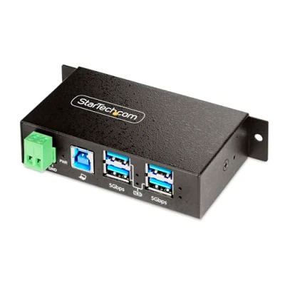 Afbeelding van StarTech.com Hub USB gestito a 4 Porte con 4x Alloggiamento industriale in metallo resistente Protezione ESD e contro le sovratensioni Montabile parete scrivania supporto 3.0 3.1 3.2 Gen 1 5Gbps