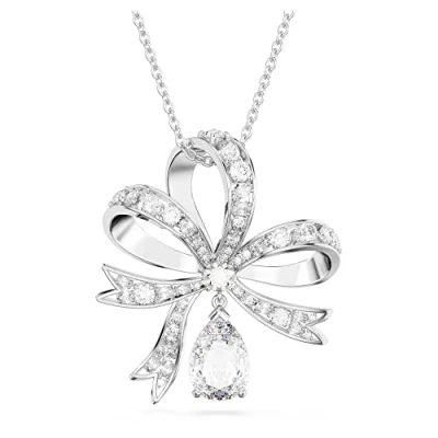 Afbeelding van Swarovski dames VOLTA PEND L BOW WHI/RHS in de kleur Zilver