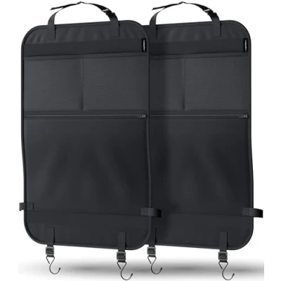 Afbeelding van LIONSTRONG Achterbank organizer ter bescherming van uw autostoelen, rugleuningbescherming waterdichte stof (dubbelpak zwart)