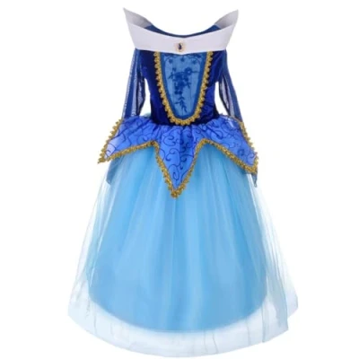 Afbeelding van Lito Angels Kostuum Blauw Doornroosje, prinses, Aurora, kinderen, meisjes, Halloween kostuum, klassiek, party, verjaardag, carnaval, cosplay, maat 3 4 jaar (etiket van stof 100)