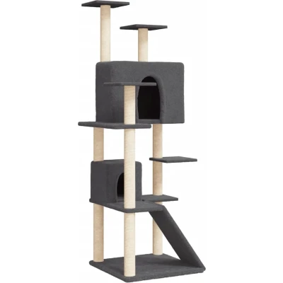 Afbeelding van Kattenmeubel met sisal krabpalen 153 cm donkergrijs