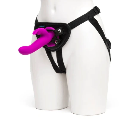 Afbeelding van Happy Rabbit Vibrating Strap On Harness Set Paars