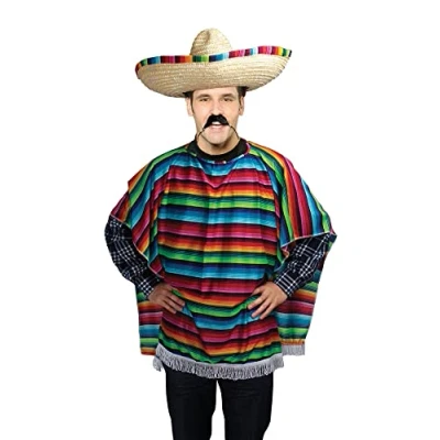 Afbeelding van Bristol Novelty AC560 Mexicaanse poncho voor volwassenen, Eén maat