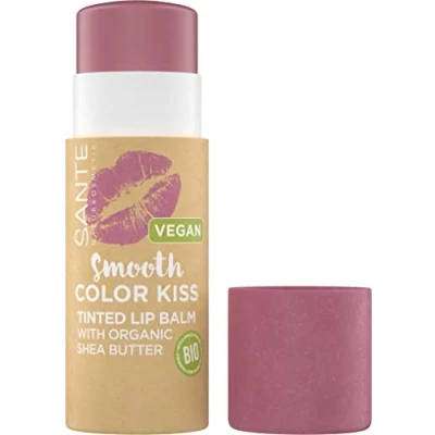Afbeelding van SANTE Naturkosmetik Smooth Color Kiss 02 Soft Berry Veganistische lippenbalsem met biologische oliën, cacaoboter en sheaboter voor intensieve verzorging, duurzame verpakking, 7 g