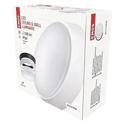 Afbeelding van EMOS LED wand /plafondlamp, rond, verwisselbaar frame waterdicht neutraal wit 1100lm 14W (in plaats van 75W lamp) 25.000 uur 120 stralingshoek buiten