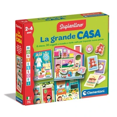 Afbeelding van Clementoni Sapientino Groot huisspel 2 jaar, Montessori flashcards, educatieve kaarten, nieuwe woorden leren, taal en logisch denken ontwikkelen, gemaakt in Italië, 16853, meerkleurig