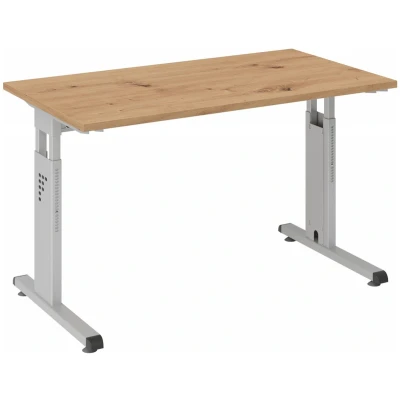 Afbeelding van MEGA 612 S Bureau Tafelhoogte I In hoogte verstelbaar 120 x 67 Essen Eik/Zilver