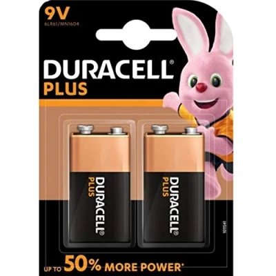 Image de Duracell Pile Alcaline 9V x 2 Plus (6LR61)