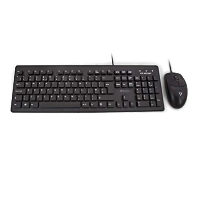 Afbeelding van V7 CKU700DE Toetsenbord en muis set wasbaar USB QWERTZ Duits zwart