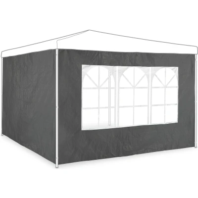 Afbeelding van partytent zijwand set van 2 met raam x 3 m waterdicht zijkant kunststof grijs
