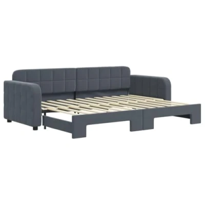 Afbeelding van vidaXL Slaapbank met onderschuifbed 80x200 cm fluweel donkergrijs