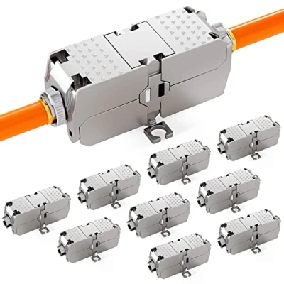 Afbeelding van HB DIGITAL 10 stuks Cat6a Keystone Gbit netwerkkabelconnectoren zonder gereedschap LSA Ethernet LAN adapters installatiekabel