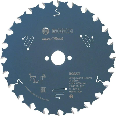 Image de BOSCH 2608644022 lame de scie circulaire Expert pour le bois, 165 x 20 2.6 mm, 24T