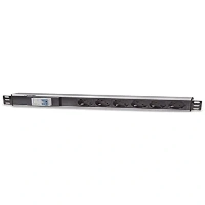 Afbeelding van Intellinet 711432 19 inch Stekkerdoos voor patchkast 1.5 HE Geaarde contactdoos Met schakelaar Aluminium, Zwart