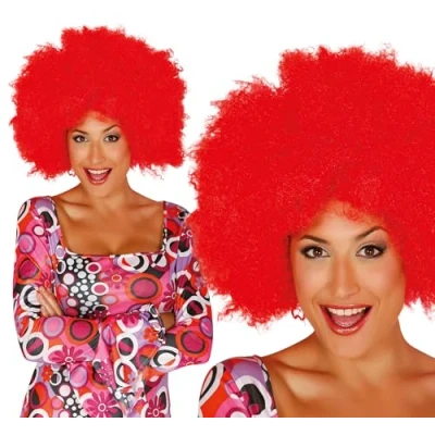 Afbeelding van Fiestas Guirca Verkleedpruik Afro Synthetisch Rood One size