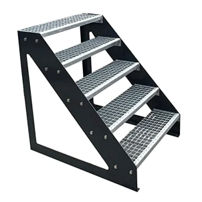 Afbeelding van Kaminbau Mierzwa Hoogwaardige roostertrap, vrijstaand, 5 treden (verzinkt) (breedte 600 mm) (hoogte 95 cm), weerbestendig, voor de tuin