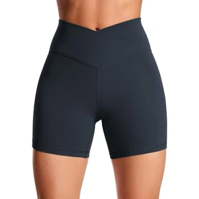 Afbeelding van CRZ yoga Dames Butterluxe crossovers hoge taille training biker shorts 13 cm, Echte marine