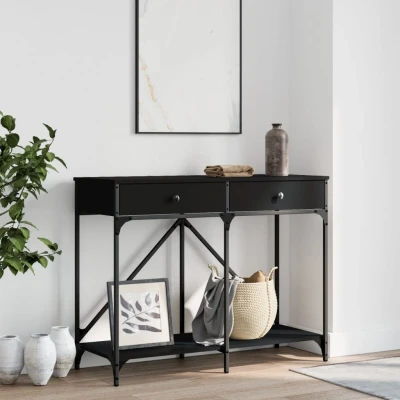 Afbeelding van Wandtafel 100x39x78,5 cm bewerkt hout zwart