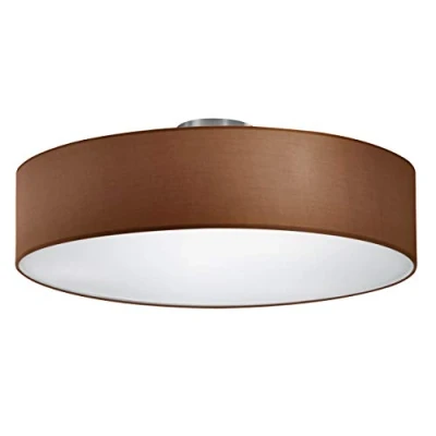 Afbeelding van Trio Leuchten Plafondlamp, Stoffen Kap, 3 X E27 Fitting, Mat Bruin