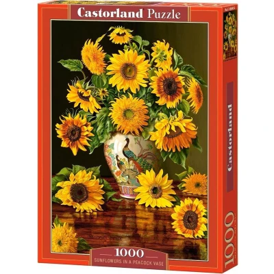 Afbeelding van Sunflowers in a Peacock Vase 1000 stukjes