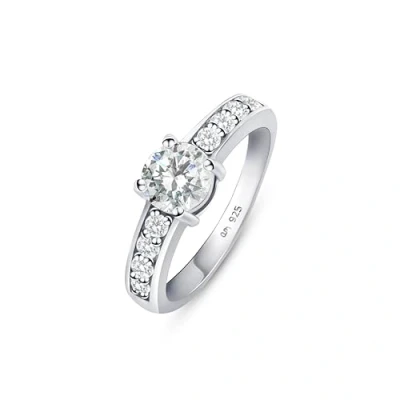 Afbeelding van Amberta Verlovingsringen voor dames van 925 sterling zilver met zirkonia, gesimuleerde diamanten trouwring, verlovingsring, solitaire ring dames, Zirkonia